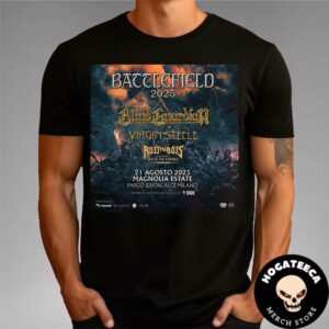 Blind Guardian Show At Battlefield At Circolo Magnolia Ft Lineup Virgin Steele Ross The Boss And Blind Guardian On 21 August 2025 Merch Unisex T-Shirt