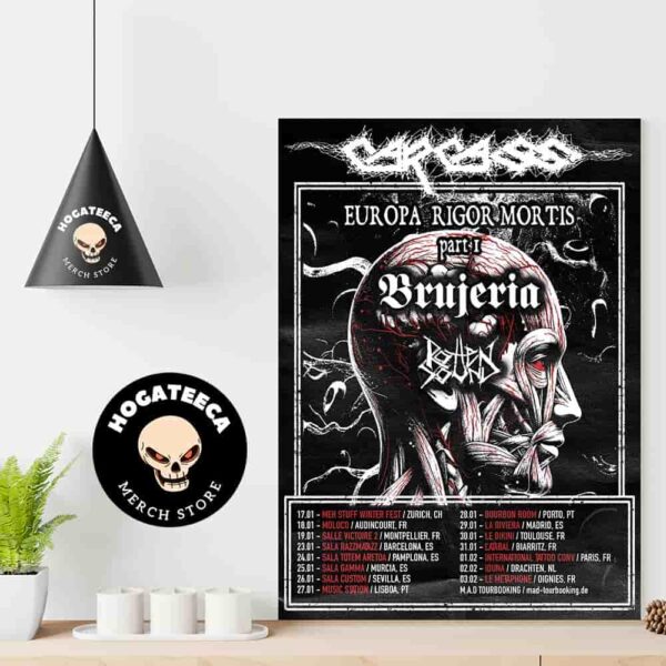 Carcass Europa Rigor Mortis Part 1 2025 With Brujeria And Rotten Sound Performances Scheduled Home Decor Poster Canvas