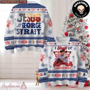 George Strait Jesus I Strait Up Chirstmas Gifts 2024 Xmas Ugly Sweater