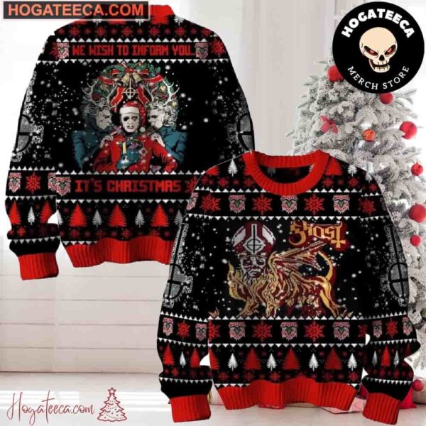 Ghost We Wish To Inform You Chirstmas Gifts 2024 Xmas For Family And Friends Ugly Sweater