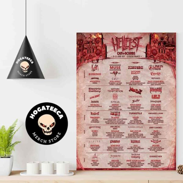 Hellfest Out Of Bounds Tour On June 19 To 22 2025 Clisson France Full Line Up Home Decor Poster Canvas