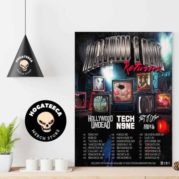 Hollywood And N9ne Returns Tour 2025 Hollywood Undead And Tech N9ne With Set It Off And Zero 936 Performances Scheduled Home Decor Poster Canvas