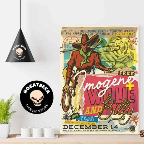 Imogene With Willie And Billy Strings Austin Pre Party On Dec 14th 2024 At Moody Center US Home Decor Poster Canvas