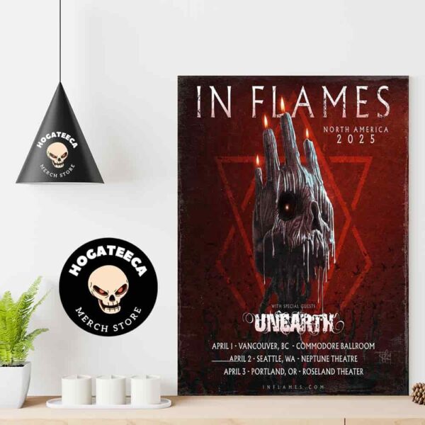 In Flames North America 2025 With Unearth 3 Shows On April 1-2-3 Respectively In Vancouver Seattle Portland Performances Scheduled Home Decor Poster Canvas