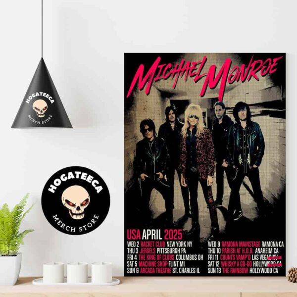 Michael Monroe USA April 2025 Tour Performances Schduled Home Decor Poster Canvas