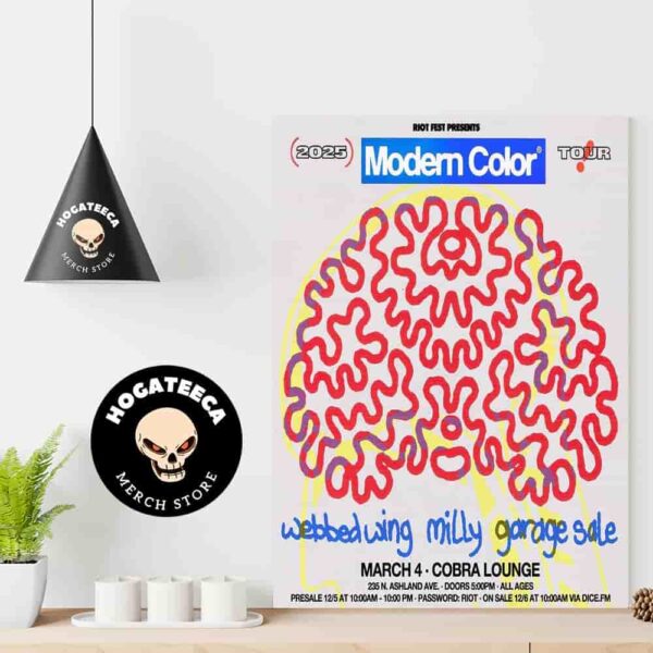 Modern Color Tour 2025 Webbedwing Milly Garage Sale On March 4 Cobra Lounge 235 Ashland Ave Home Decor Poster Canvas