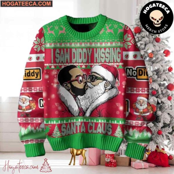 P Diddy I Saw Diddy Kissing Santa Claus Chirstmas Gifts 2024 Xmas Ugly Sweater