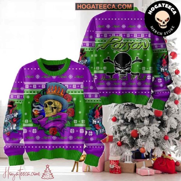 Poison Band Hardcore Rock N Roll Chirstmas Gifts 2024 Xmas For Family And Friends Ugly Sweater