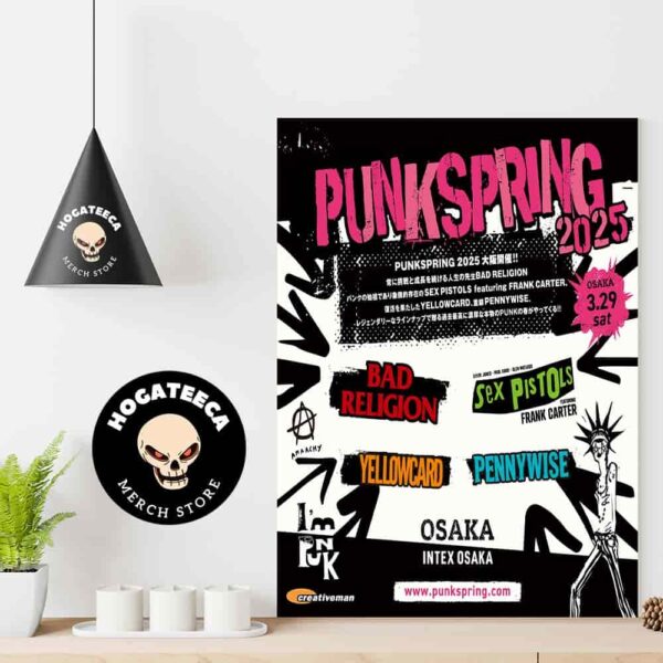 Punk Spring 2025 Sunday 29 March 2025 In Osaka Lineup Iggy Pop Bad Religion Sex Pistol Ft Frank Carter Yellowcard Pennywise Home Decor Poster Canvas