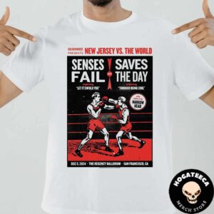 Sense Fail And Saves The Day With Narrow Head Merch At Regency Ballroom On Dec 5 2024 In San Francisco Unisex T-Shirt