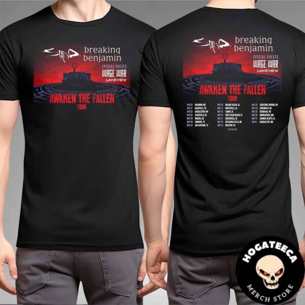 Staind And Breaking Benjamin Awaken The Fallen Tour with LAKEVIEW  And Wage War Performances Scheduled On Apr And May 2025 Two Sides Unisex T-Shirt