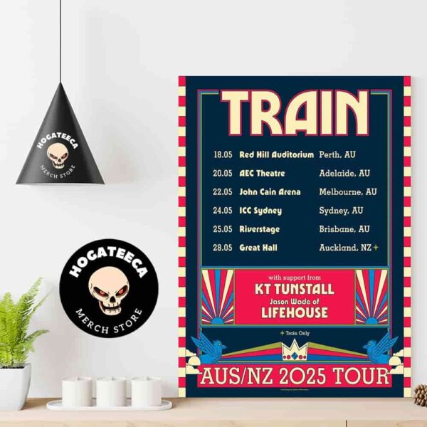 Train Aus Nz 2025 Tour With Support From Kt Tunstall And Jason Wade Of Lifehouse Performances Schedule On May Home Decor Poster Canvas