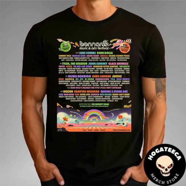 Bonnaroo Music And Art Festival On June 12-15 2025 In Manchester Tennessee With King Gizzard And The Lizard Wizard Full Lineup Unisex T-Shirt