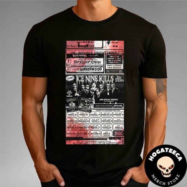 Ice Nine Kills The Silver Scream-A-Thon US Headline Tour 2025 Performances Scheduled Unisex T-Shirt